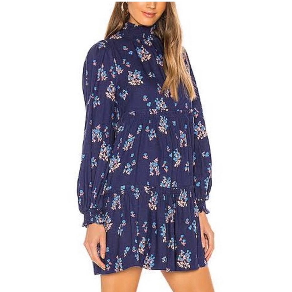Free People Petit Fours Mini Dress in Indigo Blue